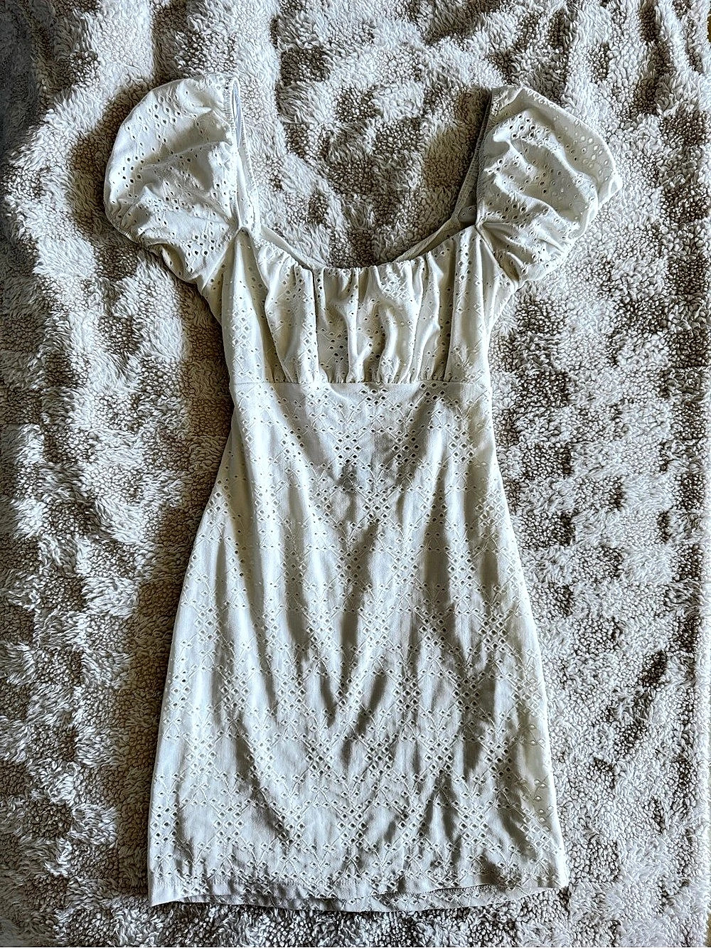 Windsor Eyes On You Eyelet Tie Back Dress White Floral Mini Dress